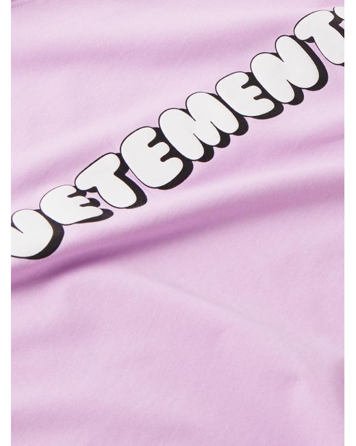 T-shirt in jersey di cotone con logo di Vetements in Pink da Uomo