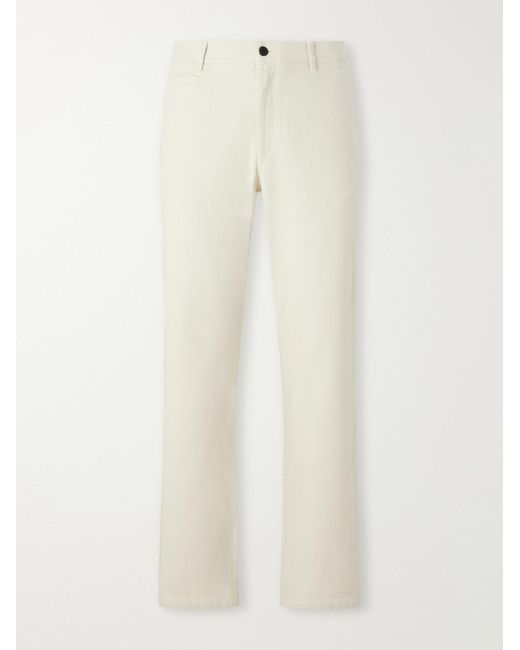 Portuguese Flannel White Labura Straight-Leg Cotton-Gabardine Trousers for men