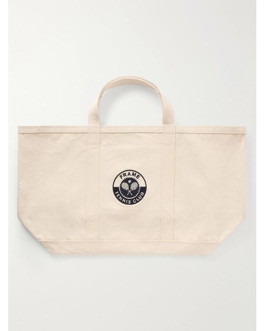 FRAME Natural Logo-Appliquéd Cotton-Canvas Tennis Tote Bag for men