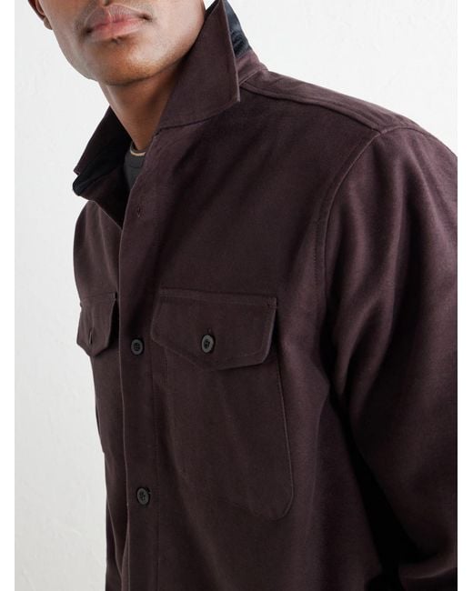 Mr P. Purple Cotton-Blend Moleskin Shirt for men