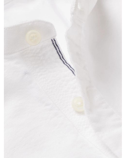 Officine Generale White Auguste Grandad-Collar Cotton Oxford Shirt for men