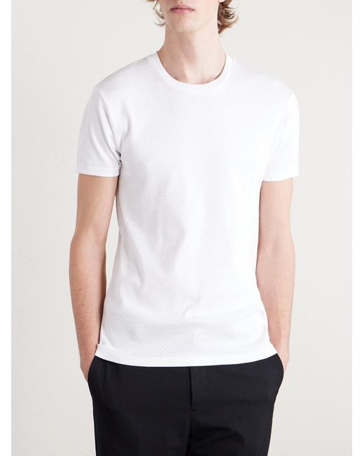 Tom Ford White Pointelle-knit Cotton T-shirt for men