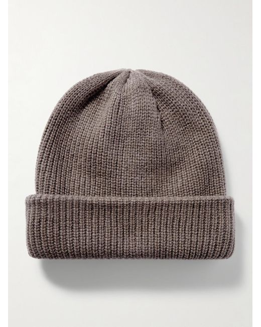 The Elder Statesman Brown Watchman Ribbed Cashmere Beanie for men