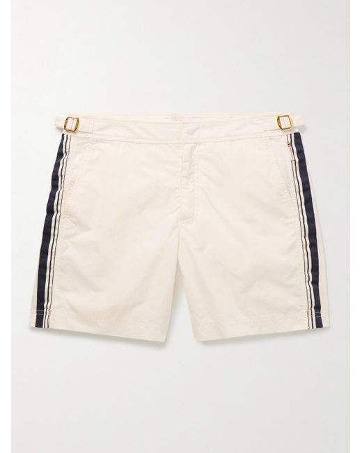 Orlebar Brown Natural Bulldog Straight-Leg Mid-Length Printed Recycled Swim Shorts for men