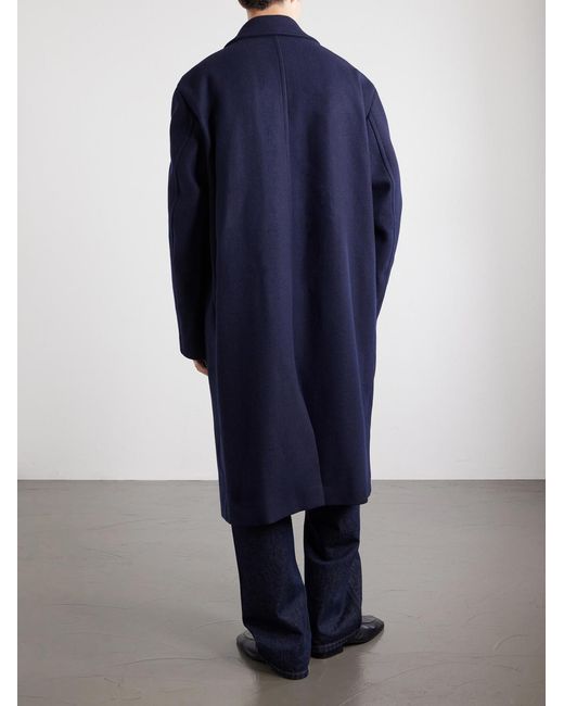 Dries Van Noten Blue Oversized Wool-Blend Coat for men