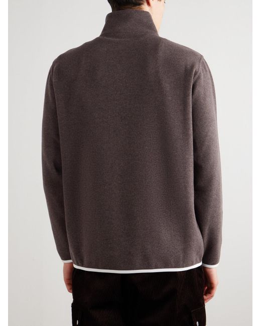 Brunello Cucinelli Brown Logo-Embroidered Fleece Half-Zip Ski Base Layer for men
