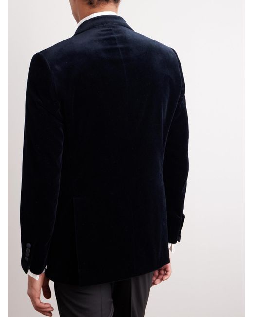 Brioni Blue Silk Grosgrain-trimmed Cotton-velvet Tuxedo Jacket for men