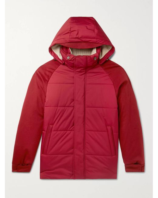Loro Piana Red Storm System Quilted Baby Cashmere And Shell Hooded Jacket for men