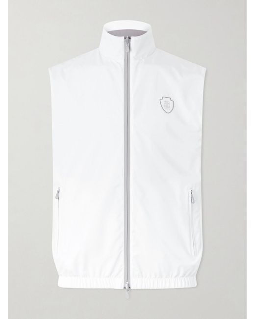 Brunello Cucinelli White Logo-Appliquéd Shell Golf Jacket for men