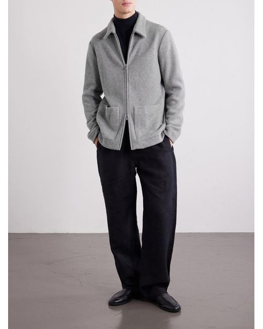 Barena Gray Cotton-Blend Felt Overshirt for men