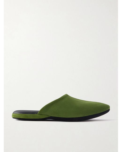 Charvet Green Suede Slippers for men