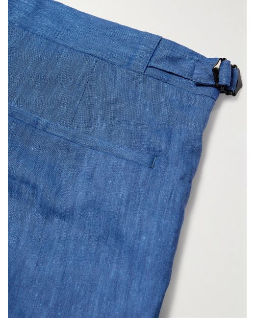 Richard James Blue Straight-leg Linen-blend Suit Trousers for men