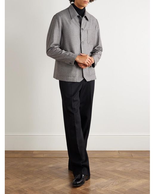 Barena Gray Visal Virgin Wool-Blend Overshirt for men
