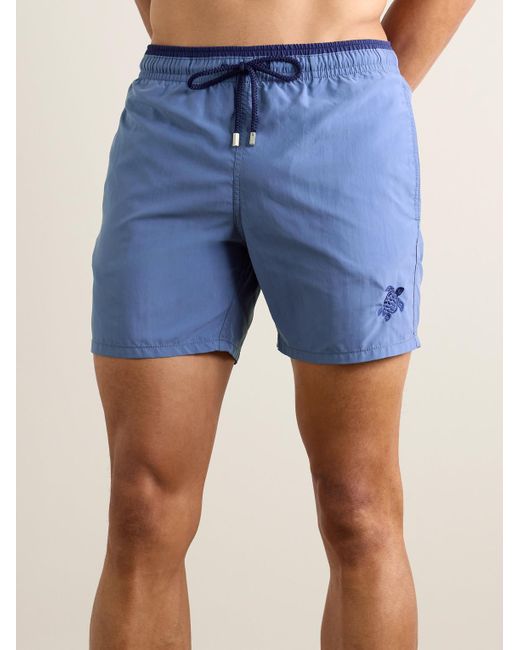 Vilebrequin Blue Moka Straight-Leg Mid-Length Econyl Swim Shorts for men