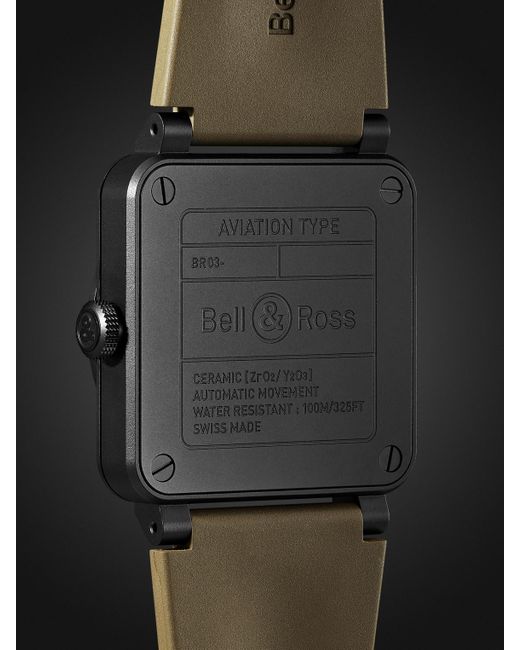 Bell & Ross Black Br 03 Automatic 41mm Ceramic And Rubber Watch, Ref. No. Br03a-mil-ce/srb for men