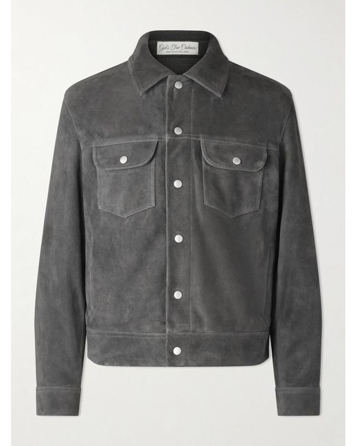 FRAME Gray Suede Trucker Jacket for men