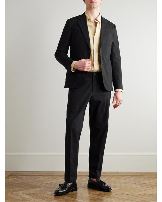 Mr P. Black Stretch-Cotton Seersucker Suit Jacket for men