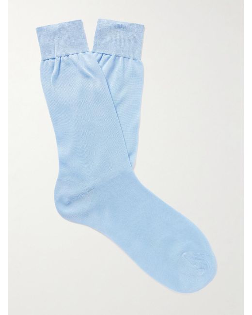 Anderson & Sheppard Blue Cotton Socks for men