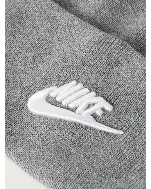 Nike Gray Peak Logo-embroidered Cotton-blend Beanie for men
