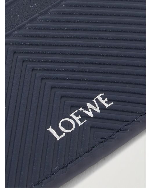 Loewe Blue Logo-Print Debossed Leather Cardholder for men