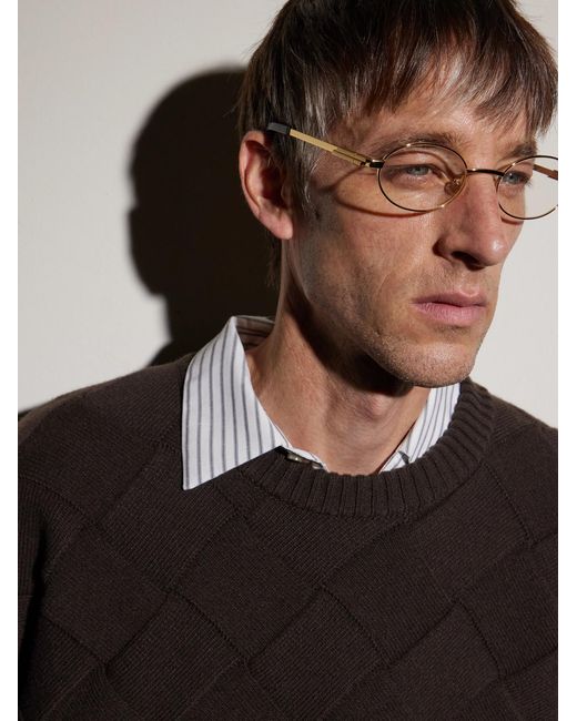 Bottega Veneta Natural Stretch Panthos Oval-Frame-Tone Optical Glasses for men