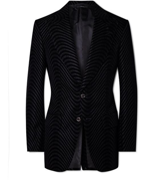 Tom Ford Black Atticus Velvet-jacquard Tuxedo Jacket for men