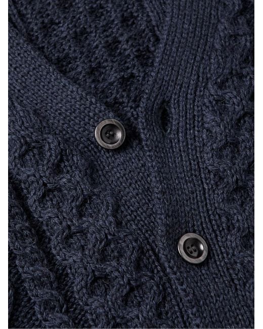 Howlin' By Morrison Blue Blind Flowers Cable-knit Wool Cardigan for men