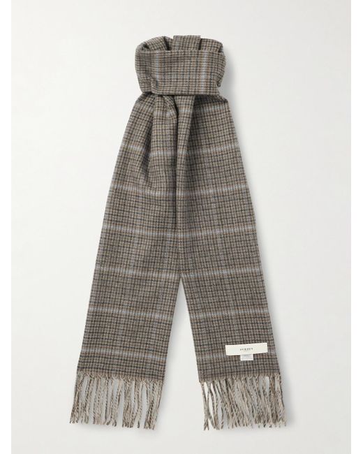 James Purdey & Sons Gray Tom Fringed Checked Wool And Cashmere-Blend Scarf for men