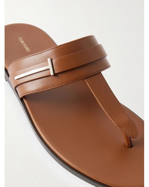 Tom Ford Brown Brighton Leather Sandals for men