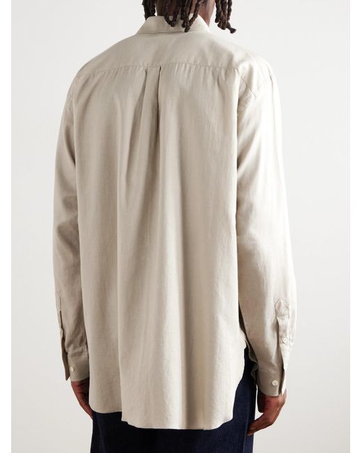 Ssstein Natural Oversized Cotton And Silk-Blend Twill Shirt for men