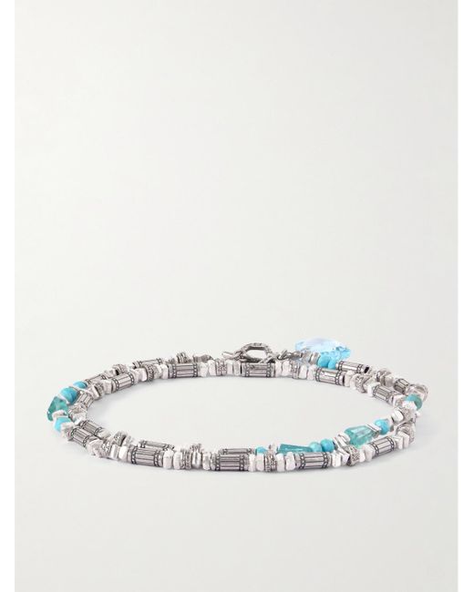 Peyote Bird Shoreline Armband aus Silber mit Zierperlen aus mehreren Steinen in Blue für Herren