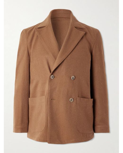 STÒFFA Brown Double-Breasted Camel Hair Blazer for men
