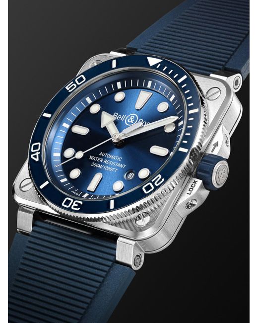 Bell & Ross Black Br-03 Diver Automatic Stainless Steel Watch, Ref. Br03A-D-Blu-St/Srb for men