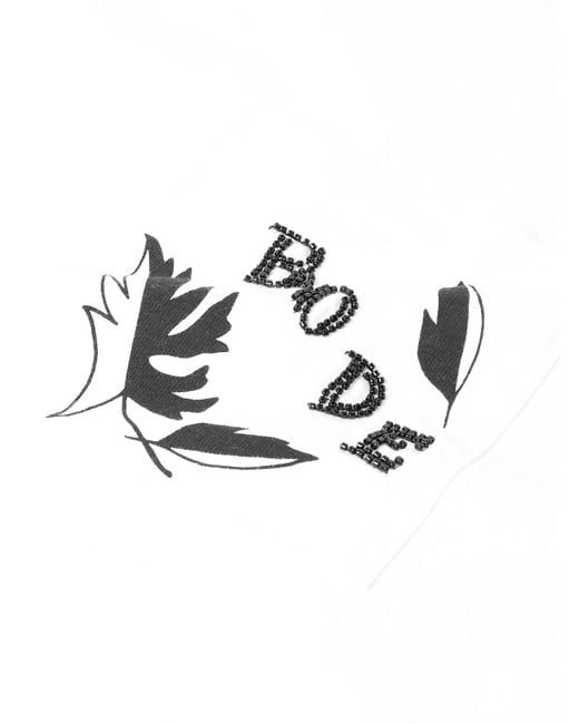 Bode White Beaded Leaf Embellished Printed Cotton-jersey T-shirt for men