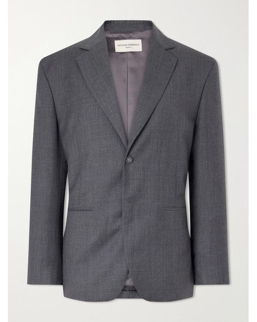 Officine Generale Blue Melvyn Wool, Cashmere And Silk-Blend Suit Jacket for men