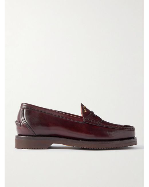 Visvim Brown Fabro Folk Leather Penny Loafers for men