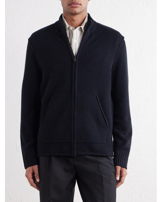 James Perse Blue Cashmere Zip-Up Cardigan for men