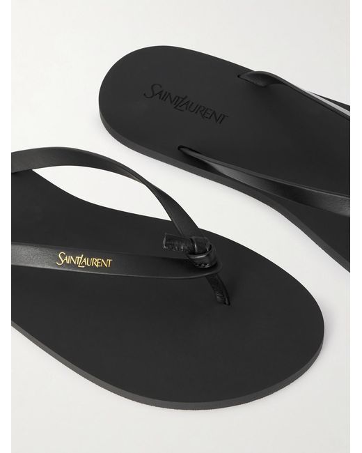 Saint Laurent Black San Maine Logo-print Leather Sandals for men