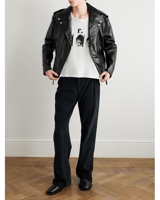 Enfants Riches Deprimes Black Distressed Leather Biker Jacket for men