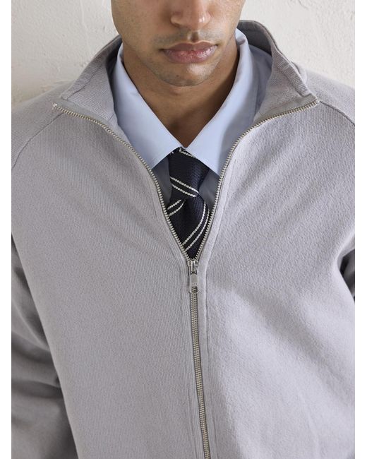 mfpen White Leisure Organic Cotton Zip-up Sweater for men