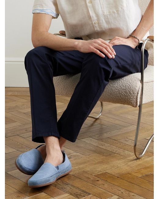 Mulo Blue Garment-Dyed Canvas Espadrilles for men