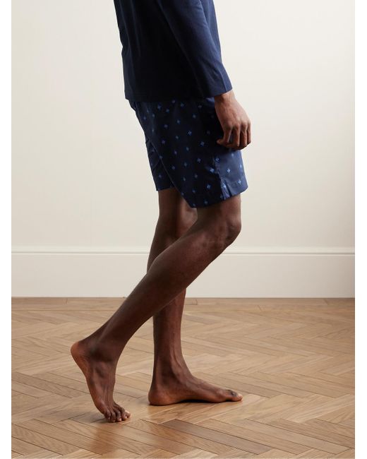 Derek Rose Blue Nelson 98 Printed Cotton-poplin Pyjama Shorts for men