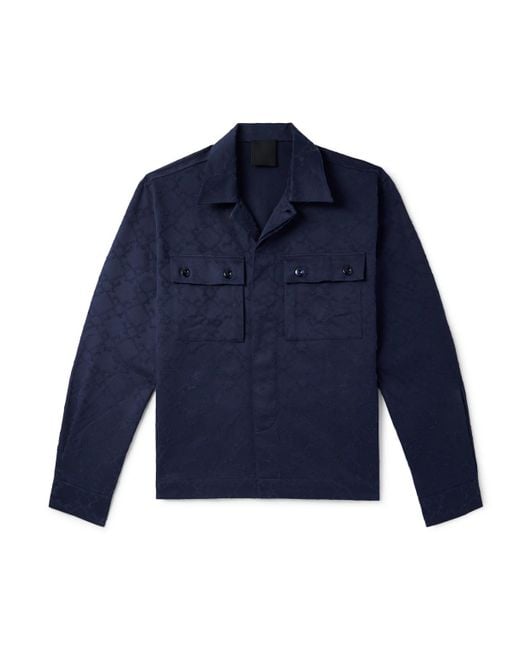 Givenchy Men's Blue Cotton-Twill Jacquard Shirt