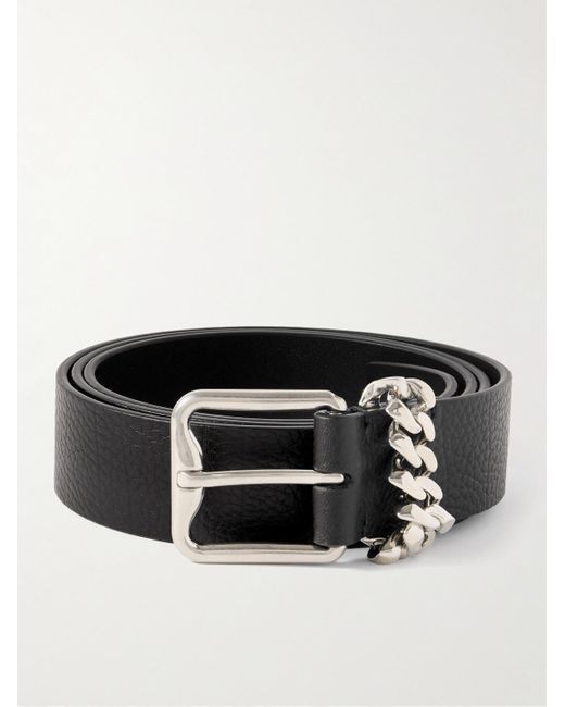 Burberry Black 3Cm Chain-Embellished Full-Grain Leather Belt for men