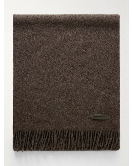Zegna Brown Oasi Fringed Cashmere Scarf for men