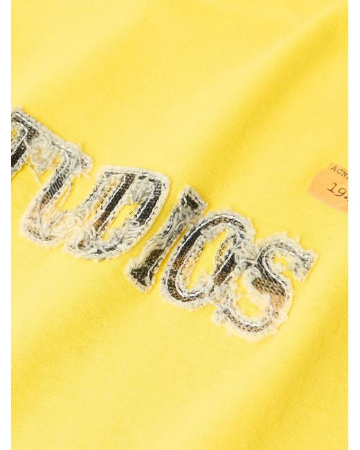Acne Yellow Oversized Logo-Appliquéd Cotton And Hemp-Blend Jersey T-Shirt for men