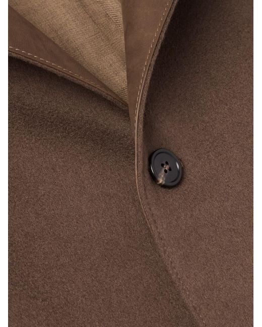 Zegna Brown Ii Conte Leather-trimmed Oasi Cashmere-felt Jacket for men