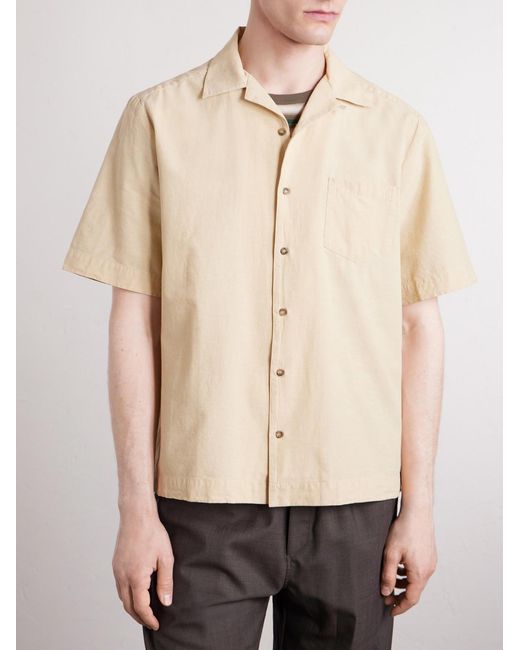 A.P.C. Natural Jude Camp-Collar Organic Cotton And Linen-Blend Shirt for men