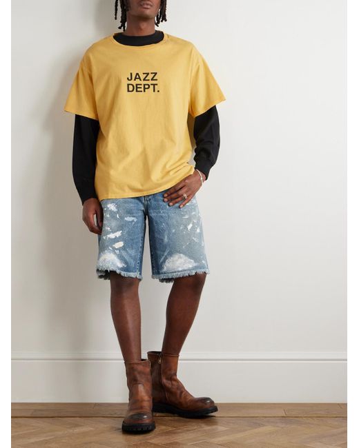 GALLERY DEPT. Yellow Jazzy Logo-Print Cotton-Jersey T-Shirt for men