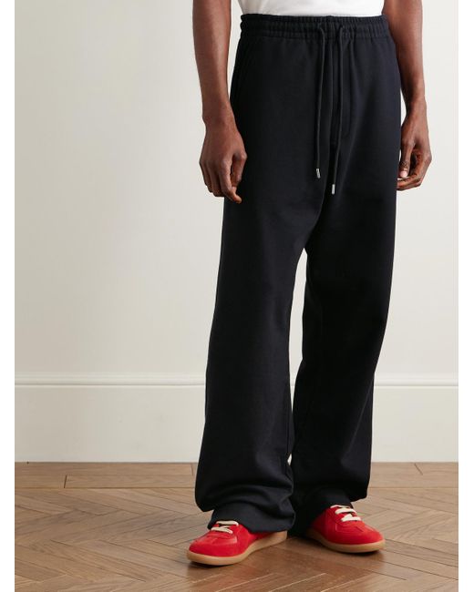 Dries Van Noten Blue Straight-Leg Cotton-Jersey Sweatpants for men